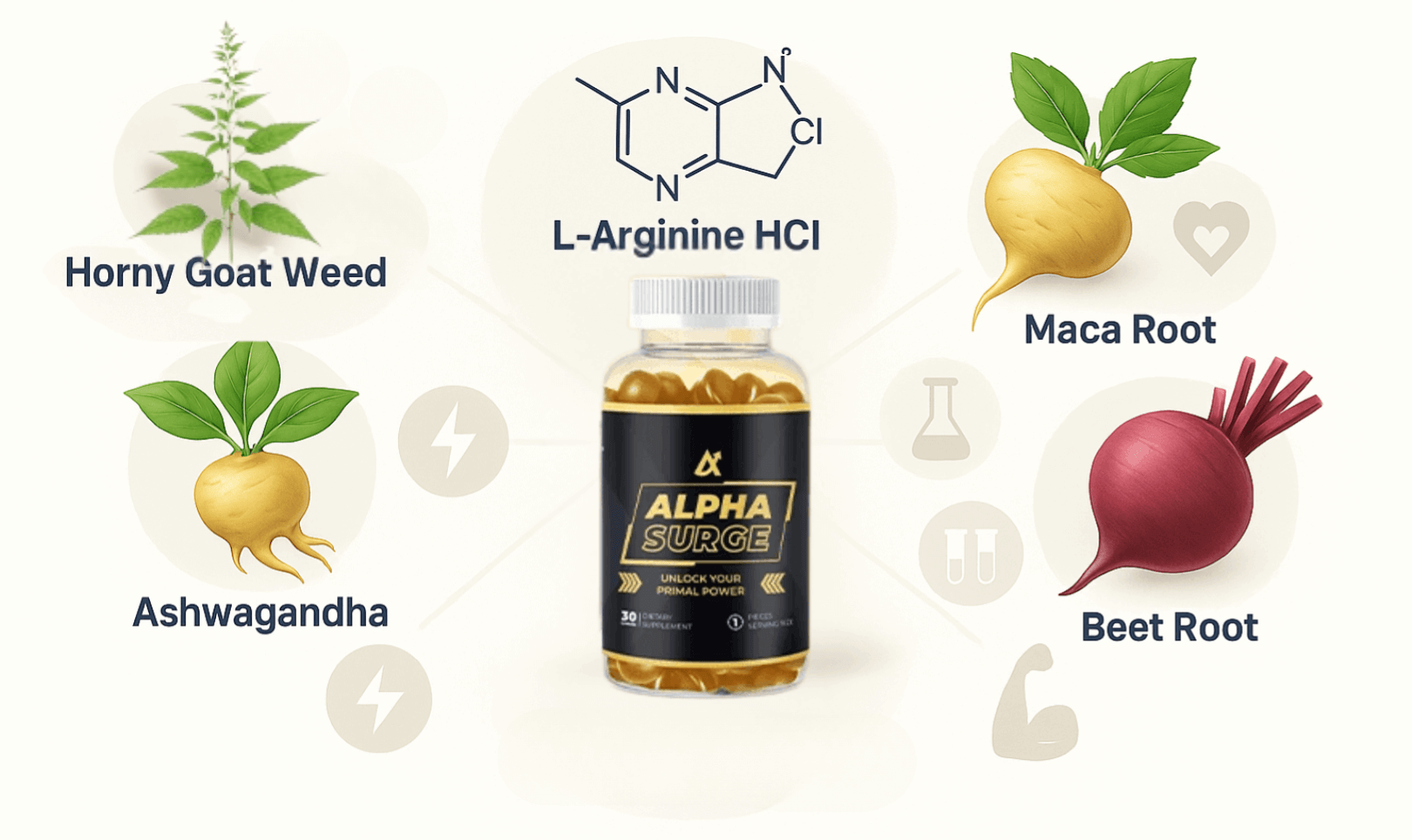 Visual representation of Alpha Surge ingredients